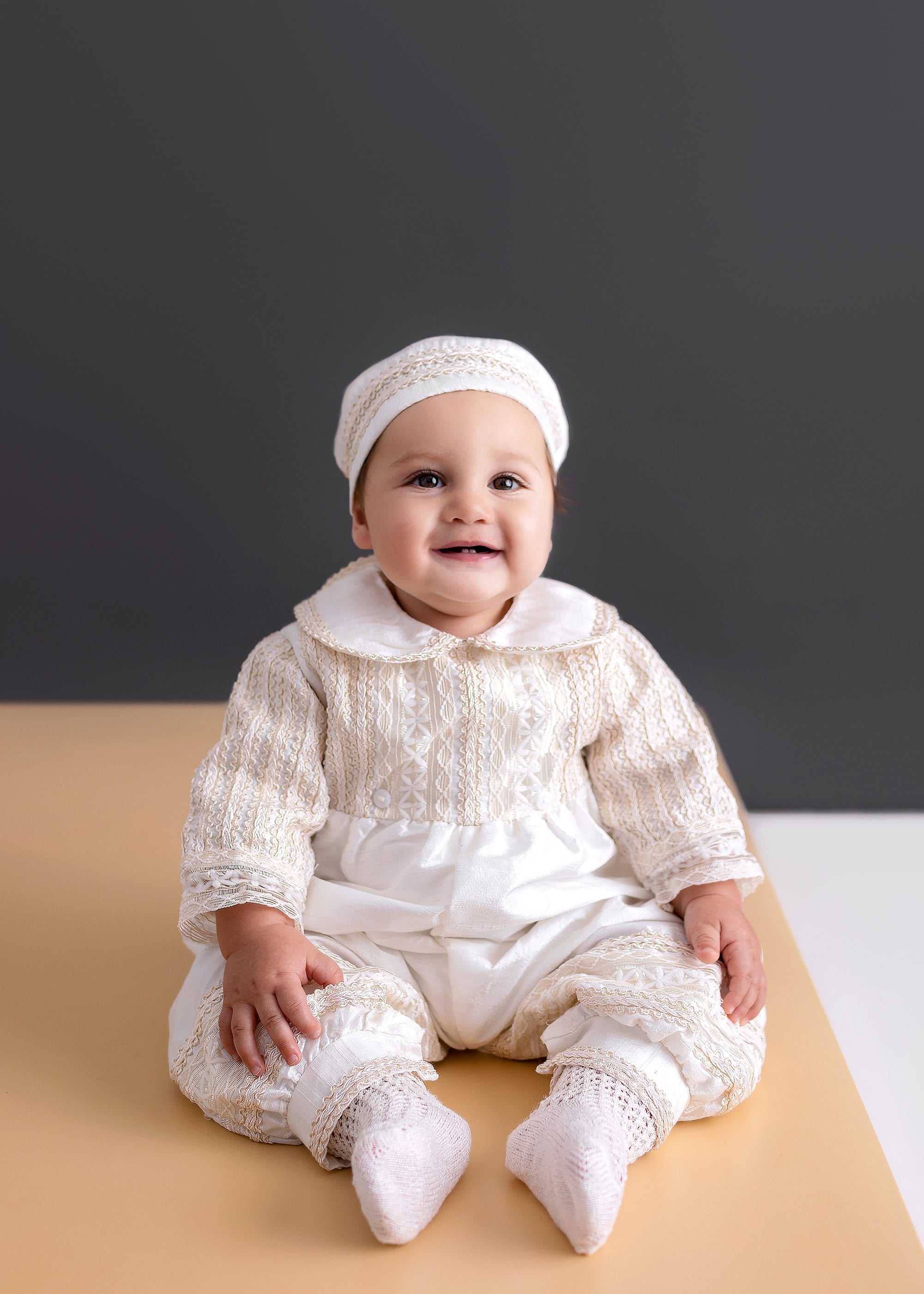 Luis Christening Romper + Detachable Skirt Set image 6