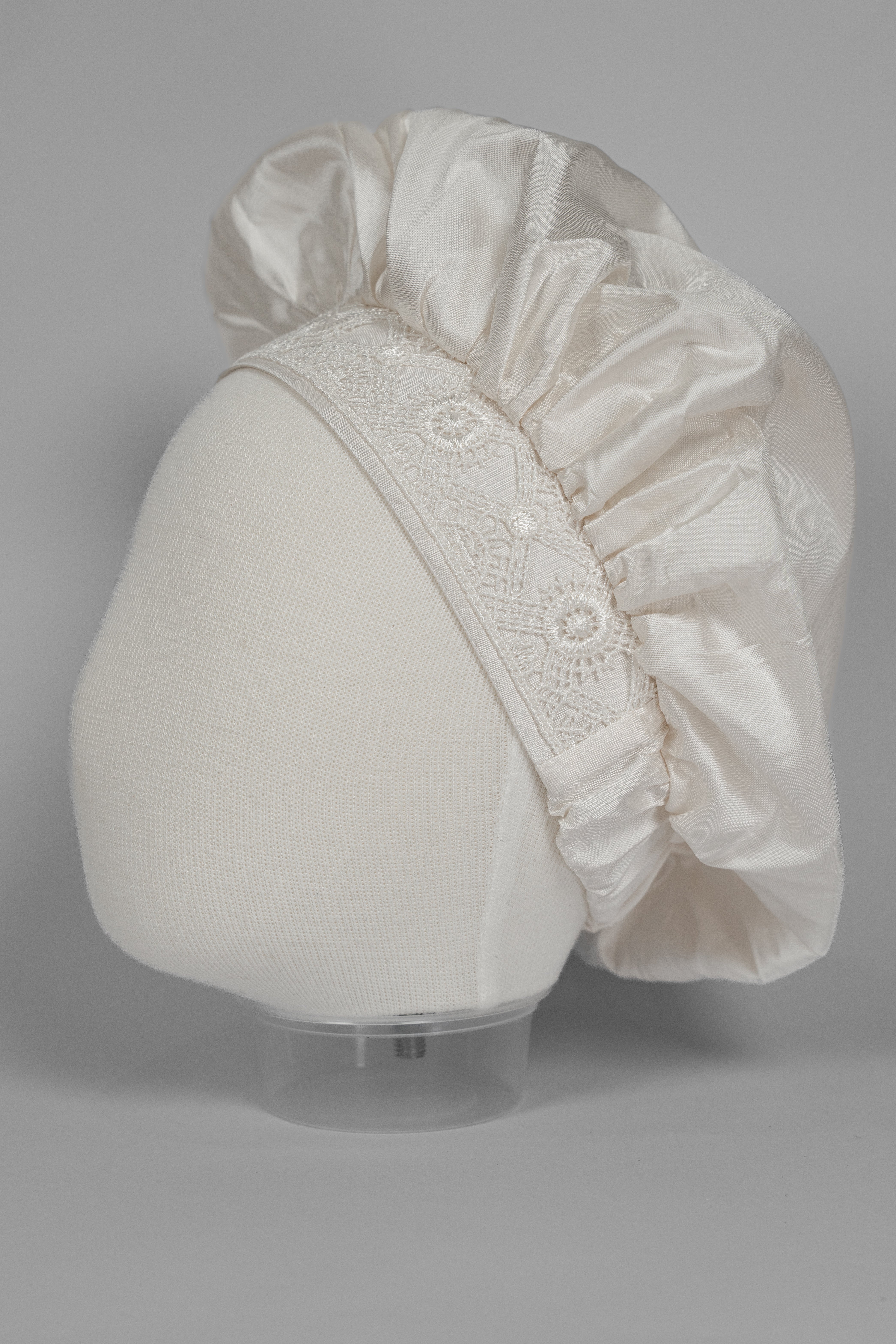 My Blessing ivory Dupioni silk hat from the Lael set featuring a clean, traditional Christening design.